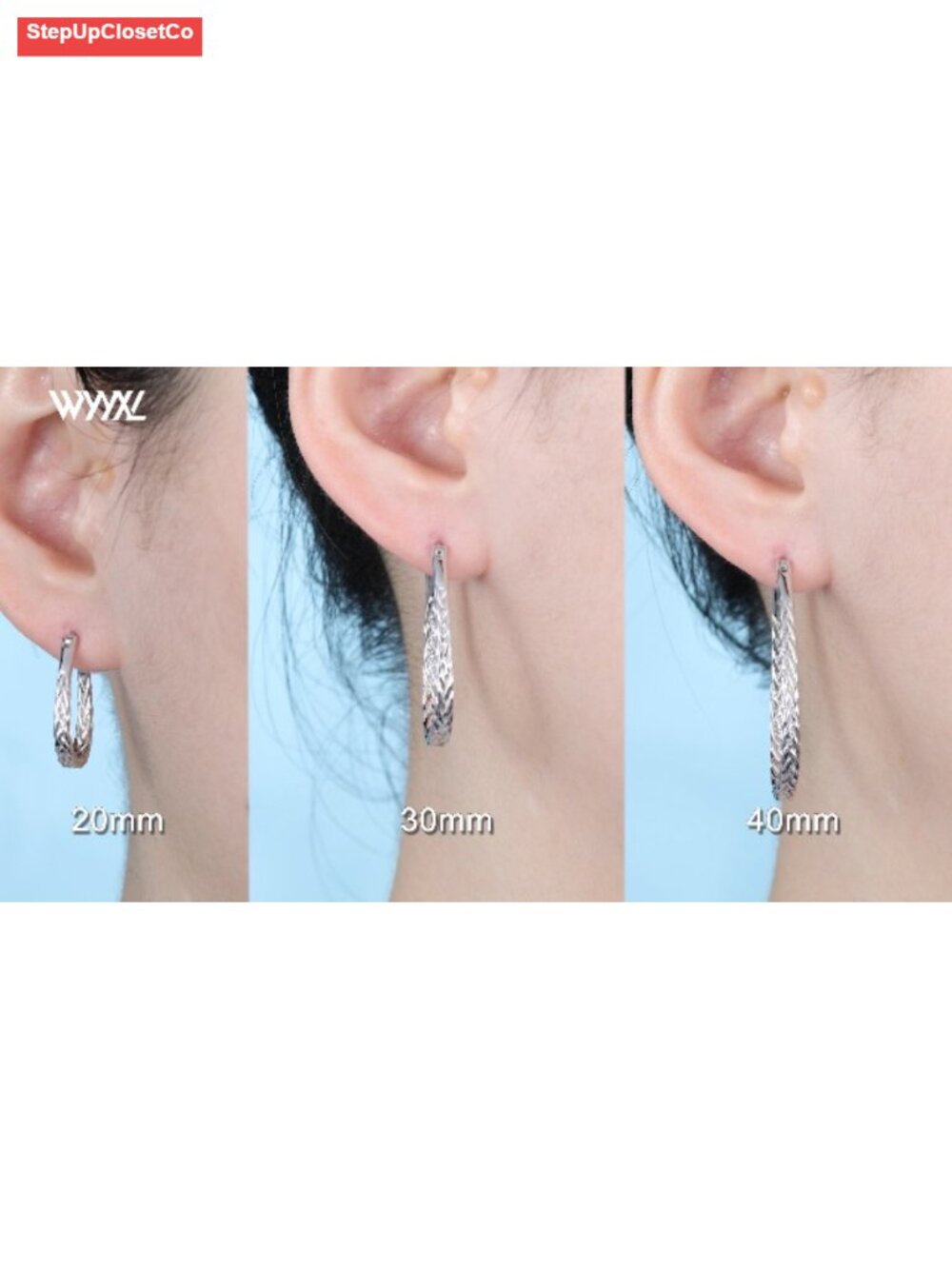 14K Gold Plated Sterling Silver CZ Cuff Earrings Vintage Hoop 20mm 30mm 40mm - Picture 6 of 6